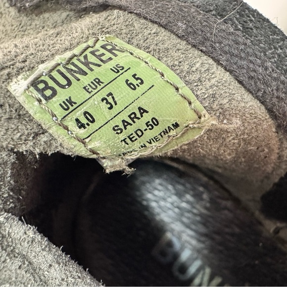 Bunker Grey Distressed Side Zip Mixed Media Steampunk Ankle Boots Size 6.5 - Picture 14 of 15